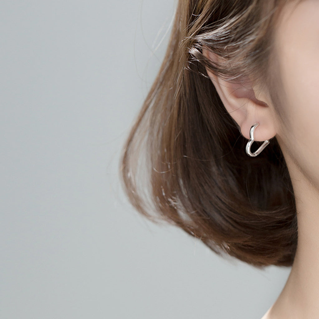 SLUYNZ 925 Sterling Silver 1.6CM Heart Hoop Earrings for Women Teen Girls Sweet Love Heart Earrings Drop