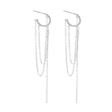 将图片加载到图库查看器，SLUYNZ 925 Sterling Silver Huggie Stud Earrings Dangle Earrings Tassel for Women Teen Girls Elegant Dangle Earrings

