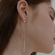 Load image into Gallery viewer, SLUYNZ 925 Sterling Silver Star Long Dangle Earrings Chain for Women Teen Girls Line Earrings Tassel Chain
