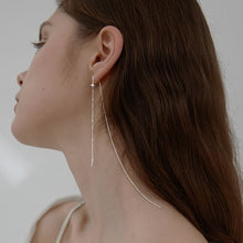Load image into Gallery viewer, SLUYNZ 925 Sterling Silver Star Long Dangle Earrings Chain for Women Teen Girls Line Earrings Tassel Chain
