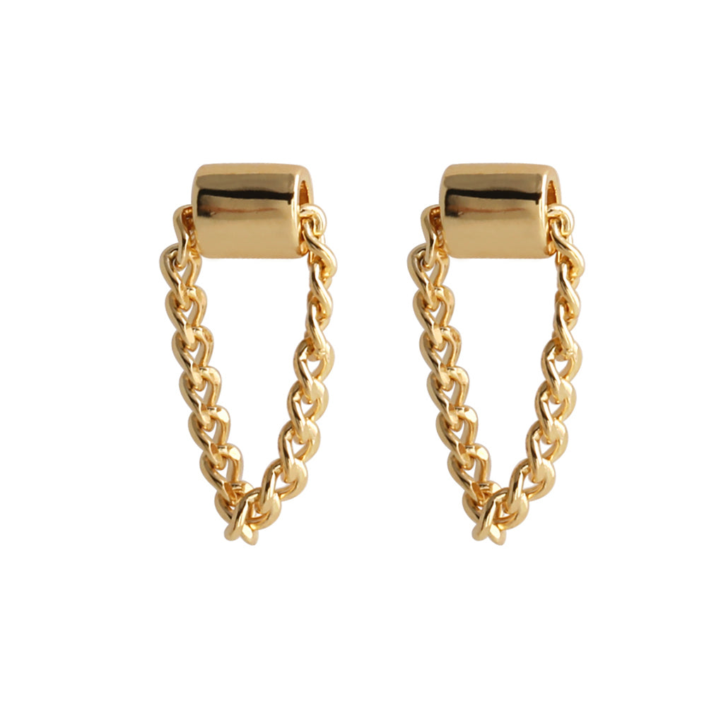 SLUYNZ 925 Sterling Silver Chain Studs Earrings for Women Teen Girls Minimalist Earrings Studs
