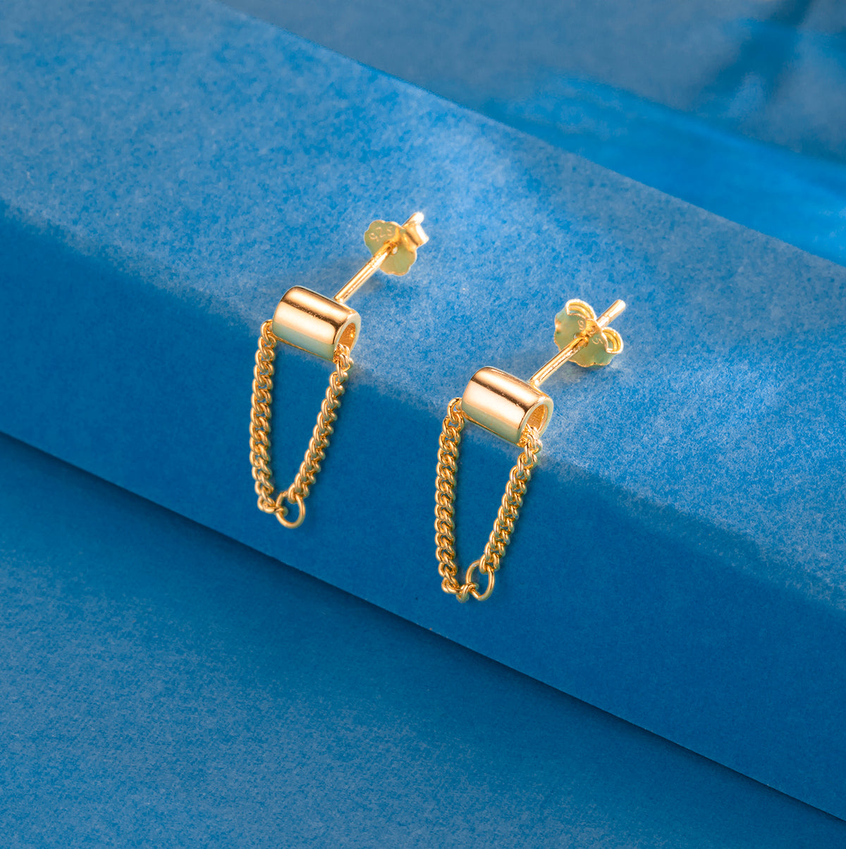 SLUYNZ 925 Sterling Silver Chain Studs Earrings for Women Teen Girls Minimalist Earrings Studs