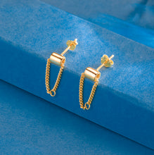 将图片加载到图库查看器，SLUYNZ 925 Sterling Silver Chain Studs Earrings for Women Teen Girls Minimalist Earrings Studs
