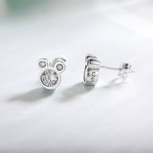 将图片加载到图库查看器，SLUYNZ Mouse Earrings for Women Teen Girls 925 Sterling Silver Crystals Mouse Studs Earrings
