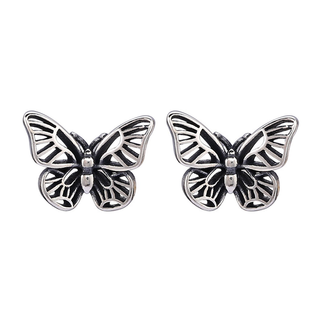 SLUYNZ 925 Sterling Silver Retro Butterfly Earrings Studs for Women Teen Girls Pretty Vintage Butterfly Studs