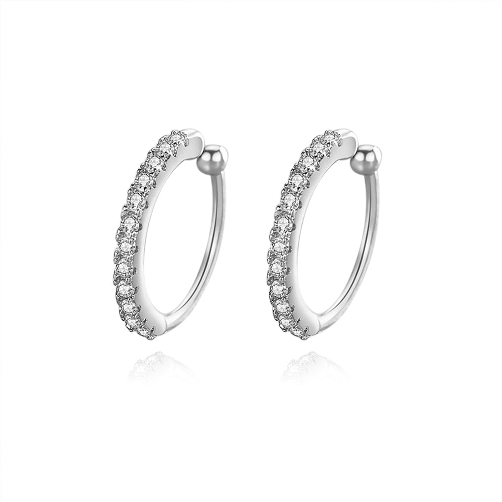 SLUYNZ Sterling Silver CZ Clip On Ears Cuff Earrings for Women No Piercing Cartilage Earrings