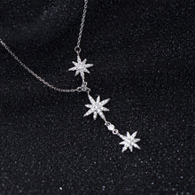 将图片加载到图库查看器，SLUYNZ CZ Star Y Necklace for Women Teen Girls 925 Sterling Silver Star Choker Necklace Chain Pendant Necklace
