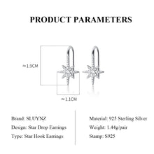 Load image into Gallery viewer, SLUYNZ Sparkling Star Drop Earrings for Women Teen Girls 925 Sterling Silver CZ Star Hook Earrings
