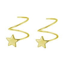 将图片加载到图库查看器，SLUYNZ 925 Sterling Silver Star Earrings for Women Teen Girls Fashion Star Wrap Earrings
