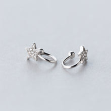 将图片加载到图库查看器，SLUYNZ 925 Sterling Silver CZ Star Cuff Earrings for Women Teen Girls Clip On Ears No Piercing Cartilage Earrings
