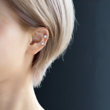 将图片加载到图库查看器，SLUYNZ 925 Sterling Silver CZ Star Cuff Earrings for Women Teen Girls Clip On Ears No Piercing Cartilage Earrings
