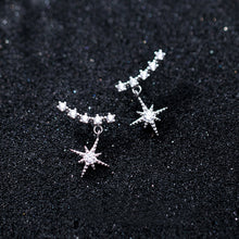 将图片加载到图库查看器，SLUYNZ Sparkling Star Drop Earrings for Women Teen Girls Sterling Silver Star Wrap Earrings Studs
