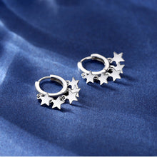 Load image into Gallery viewer, SLUYNZ 925 Sterling Silver Star Hoop Earrings for Women Teen Girls Shiny Star Earrings Hoop
