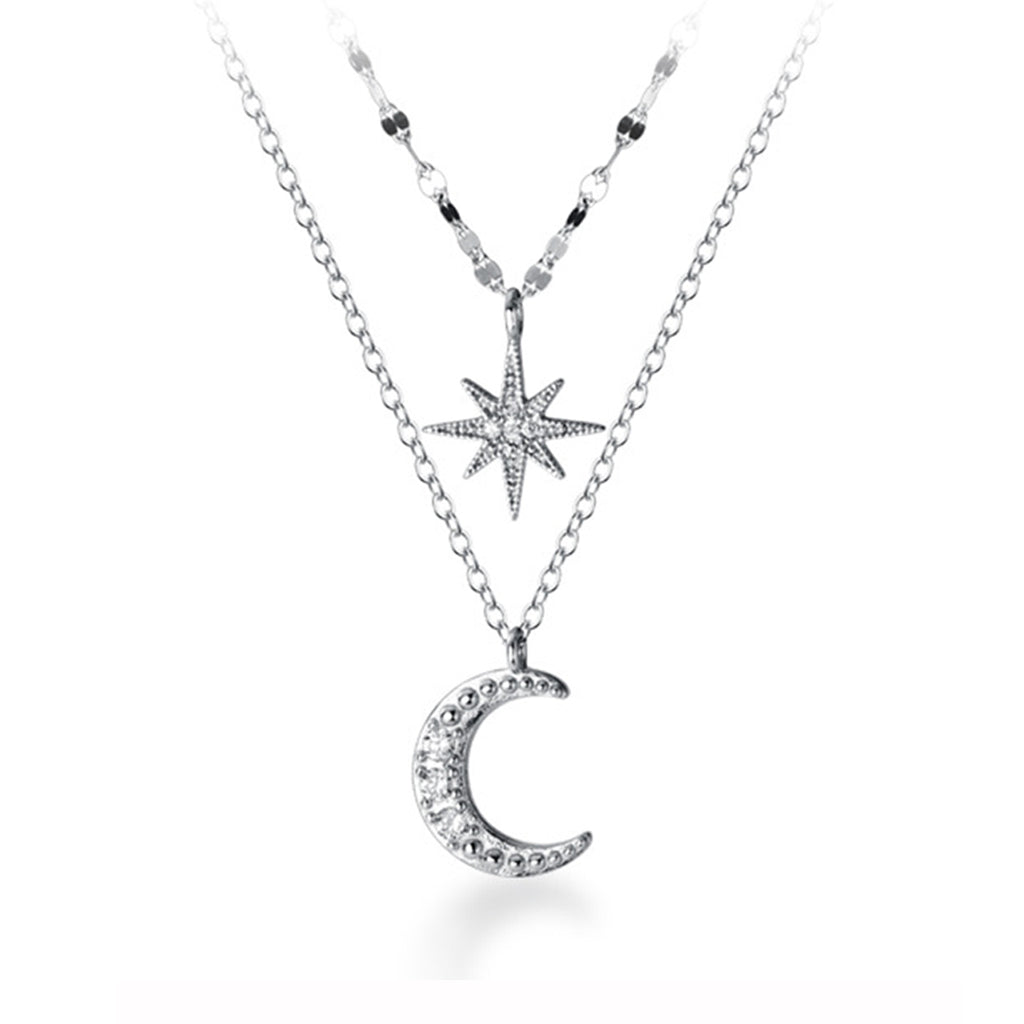 SLUYNZ 925 Sterling Silver Layered Necklace Chain Star Moon Choker Necklace for Women Teen Girls Layering Chain Choker