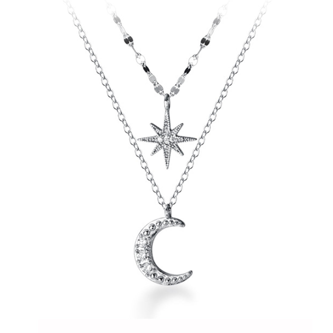 SLUYNZ 925 Sterling Silver Layered Necklace Chain Star Moon Choker Necklace for Women Teen Girls Layering Chain Choker