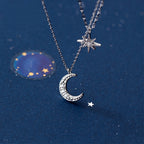 SLUYNZ 925 Sterling Silver Layered Necklace Chain Star Moon Choker Necklace for Women Teen Girls Layering Chain Choker