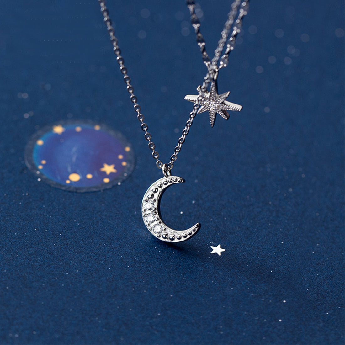 SLUYNZ 925 Sterling Silver Layered Necklace Chain Star Moon Choker Necklace for Women Teen Girls Layering Chain Choker