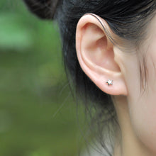 Load image into Gallery viewer, SLUYNZ 925 Sterling Silver Star Moon Studs Earrings for Women Teen Girls 8mm Small Star Earrings
