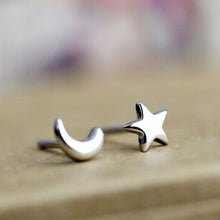 Load image into Gallery viewer, SLUYNZ 925 Sterling Silver Star Moon Studs Earrings for Women Teen Girls 8mm Small Star Earrings
