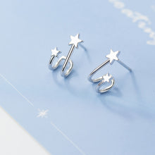 Load image into Gallery viewer, SLUYNZ 925 Sterling Silver Double Star Cuff Earrings Piecings for Women Teen Girls Star Wrap Earrings Studs
