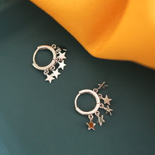 将图片加载到图库查看器，SLUYNZ 925 Sterling Silver Star Hoop Earrings for Women Teen Girls Shiny Star Earrings Hoop
