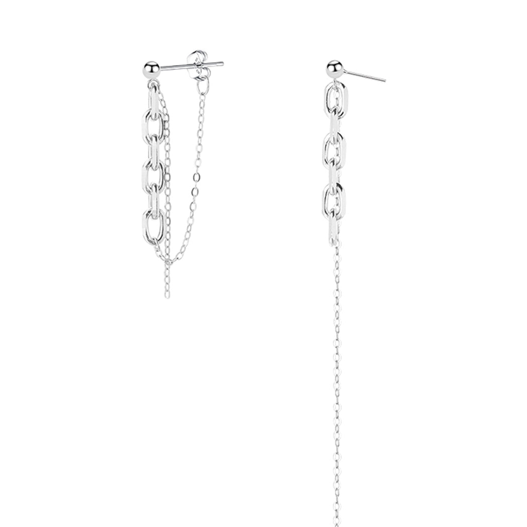 SLUYNZ 925 Sterling Silver Chain Dangle Earrings for Women Teen Girls Asymmetric Tassel Earrings