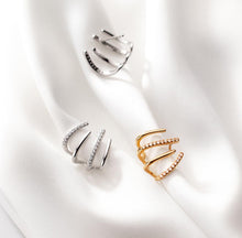 将图片加载到图库查看器，SLUYNZ 925 Sterling Silver Cool CZ Cuff Stud Earrings for Women Teen Girls Minimalist Studs Earrings Wrap
