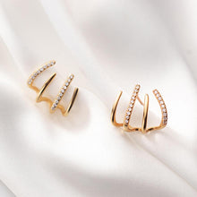 将图片加载到图库查看器，SLUYNZ 925 Sterling Silver Cool CZ Cuff Stud Earrings for Women Teen Girls Minimalist Studs Earrings Wrap

