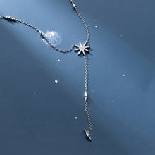 将图片加载到图库查看器，SLUYNZ 925 Sterling Silver Star Y Necklace for Women Teen Girls CZ Star Necklace Choker Necklace Pendant
