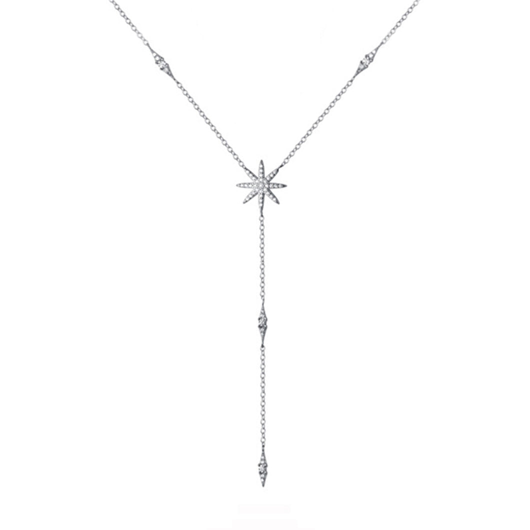 SLUYNZ CZ Star Y Necklace for Women Teen Girls 925 Sterling Silver Star Choker Necklace Chain Pendant Necklace