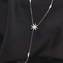 将图片加载到图库查看器，SLUYNZ 925 Sterling Silver Star Y Necklace for Women Teen Girls CZ Star Necklace Choker Necklace Pendant
