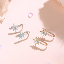 将图片加载到图库查看器，SLUYNZ Sparkling Star Drop Earrings for Women Teen Girls 925 Sterling Silver CZ Star Hook Earrings
