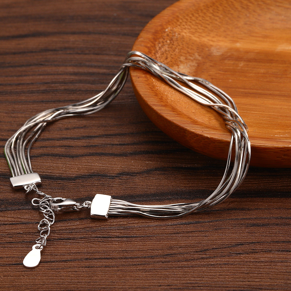 FarryDream New Arrival 925 Sterling Silver Elegant Link Bracelet for Women Teen Girls Snake Bracelet Christmas Gifts
