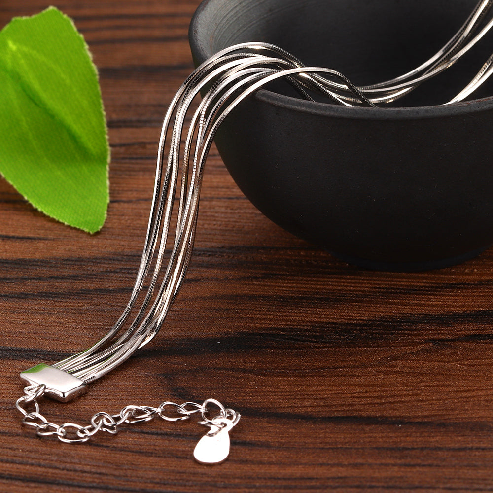 FarryDream New Arrival 925 Sterling Silver Elegant Link Bracelet for Women Teen Girls Snake Bracelet Christmas Gifts