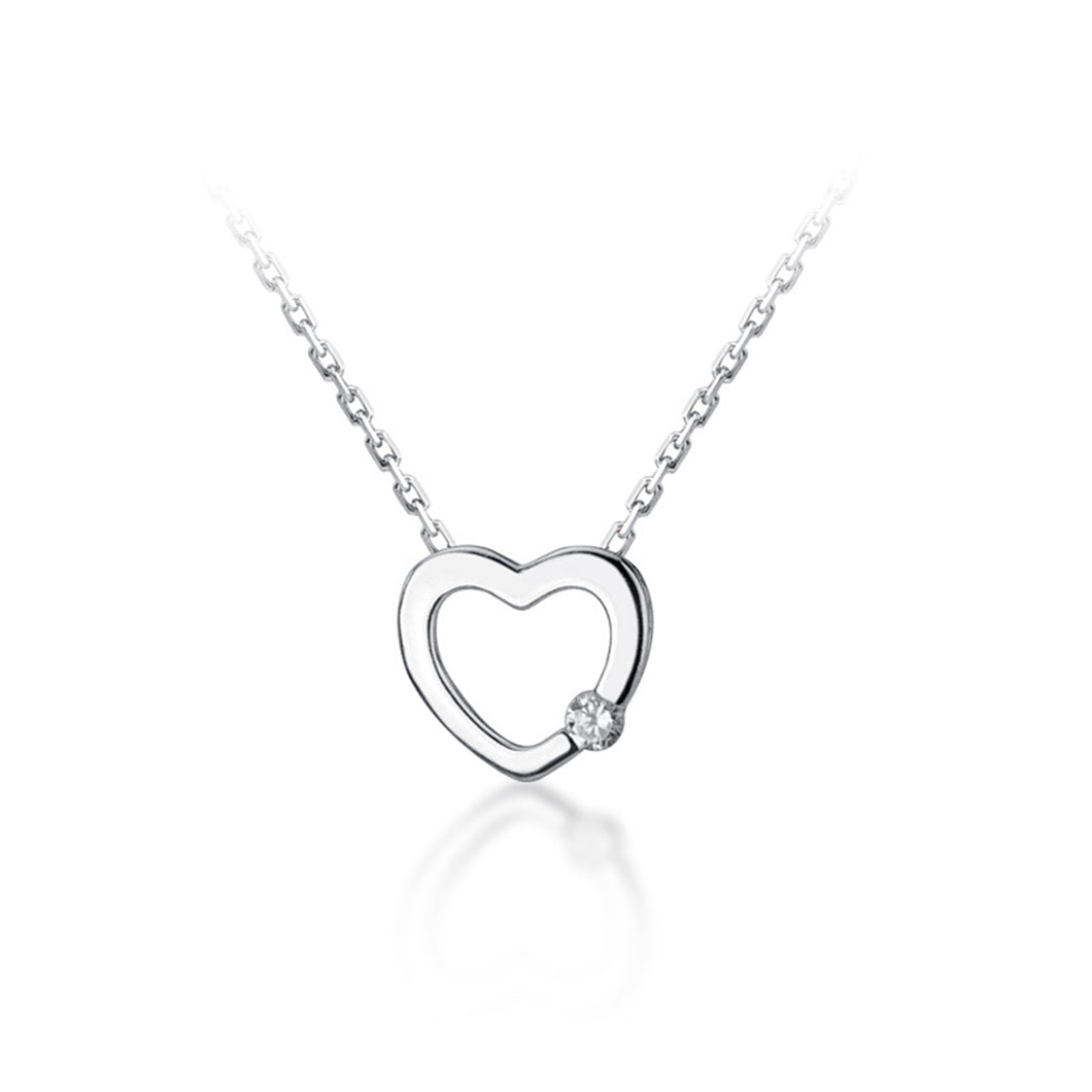 SLUYNZ 925 Sterling Silver Tiny Love Heart Pendant Necklace for Women Teen Girls Slender Heart Necklace Inlaid with CZ Stone