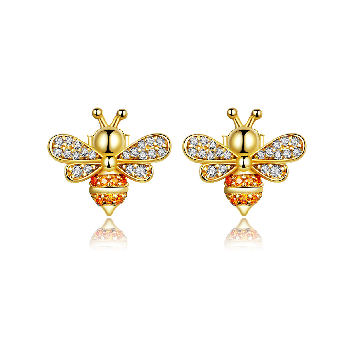 SLUYNZ 925 Sterling Silver Bee Studs Earrings for Women Teen Girls Crystal Honeybee Studs